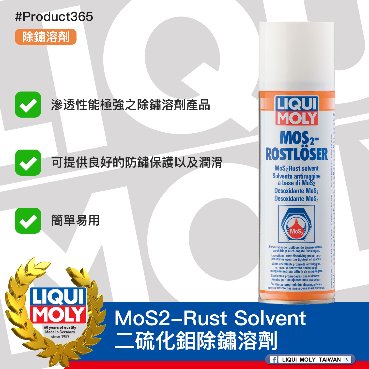 #Product365 MoS2-Rust Solvent 二硫化鉬除鏽溶劑